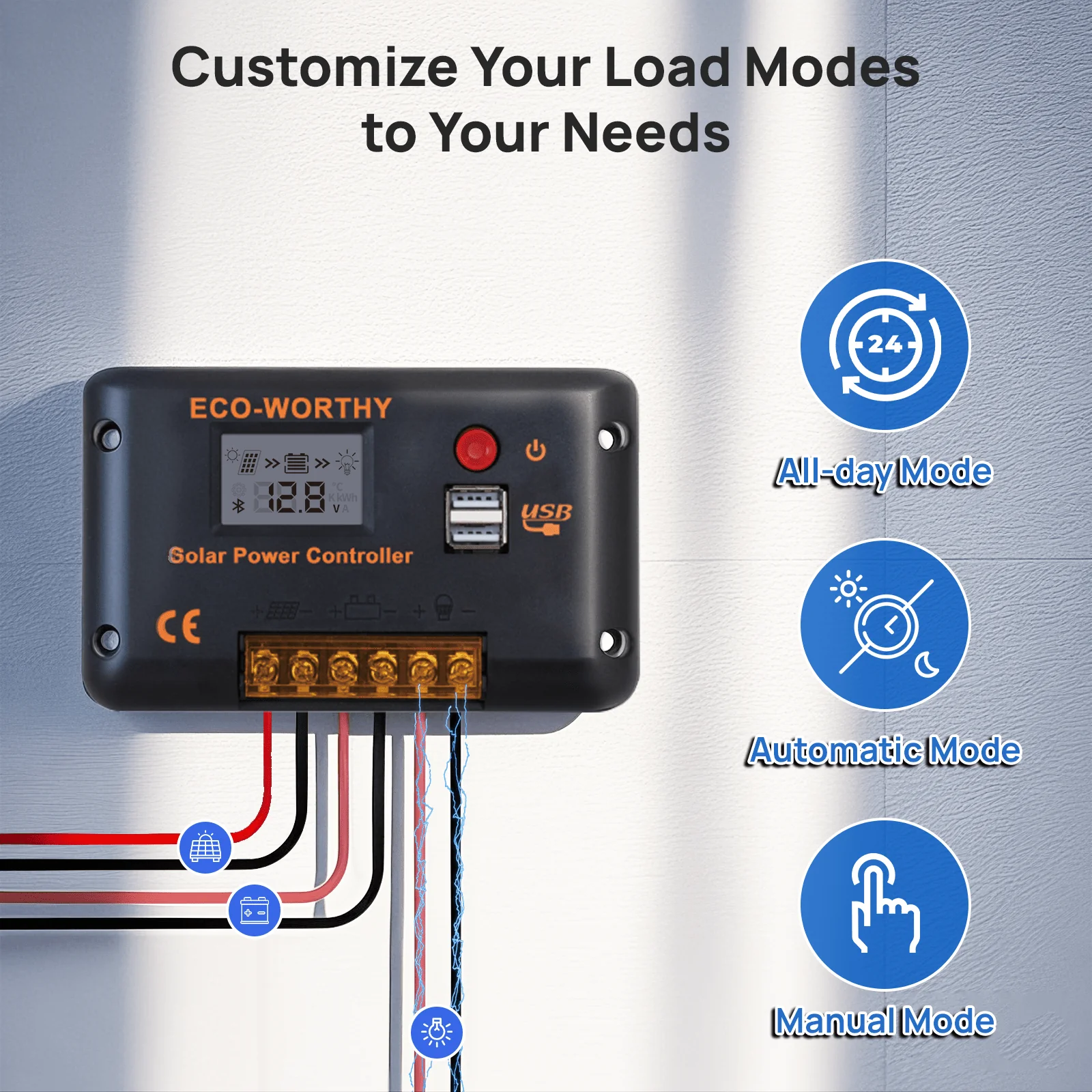 Eco-worthy 12V/24V 30A PWM LCD Display Solar Charge Controller Regulator with Bluetooth - Image 10