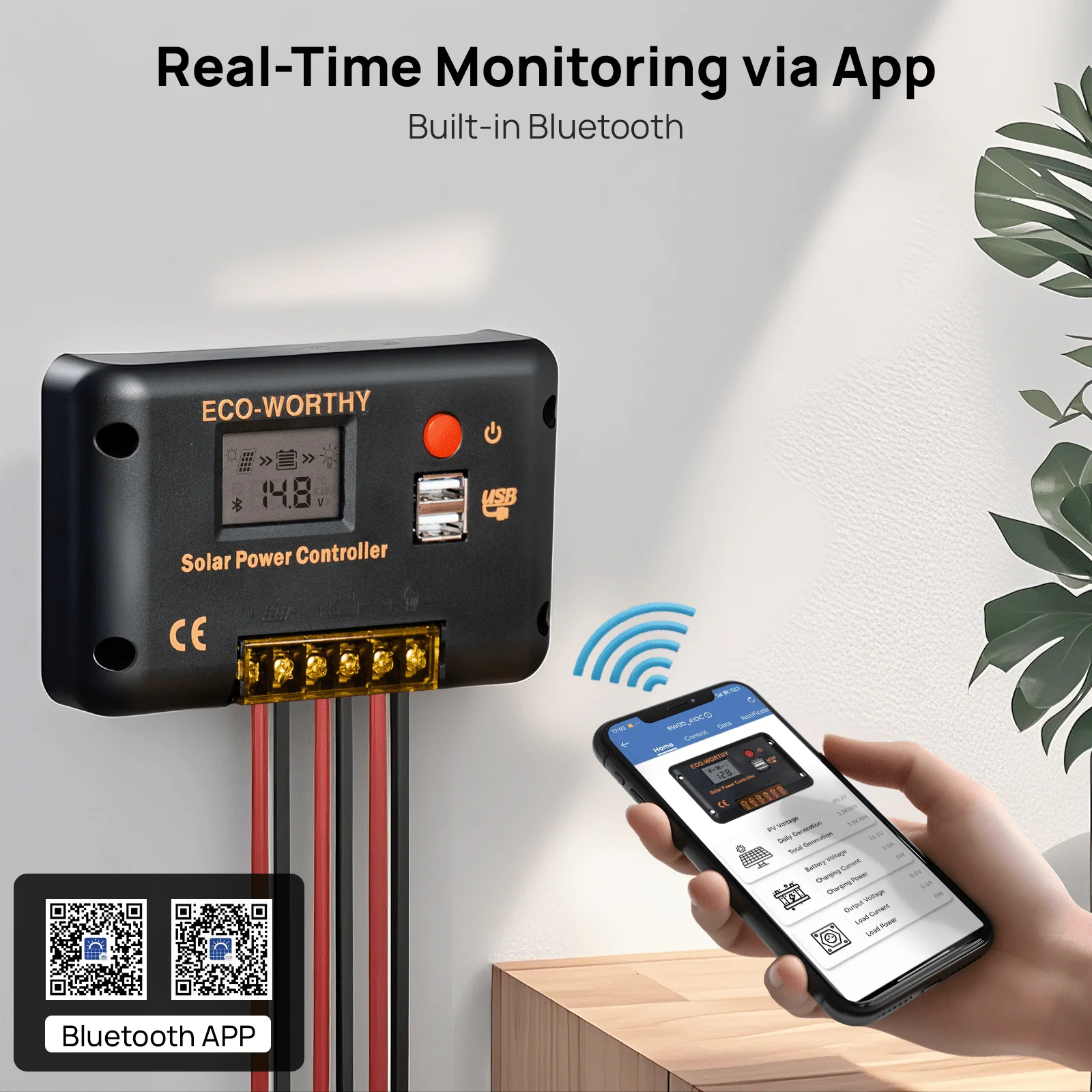 Eco-worthy 12V/24V 30A PWM LCD Display Solar Charge Controller Regulator with Bluetooth - Image 12