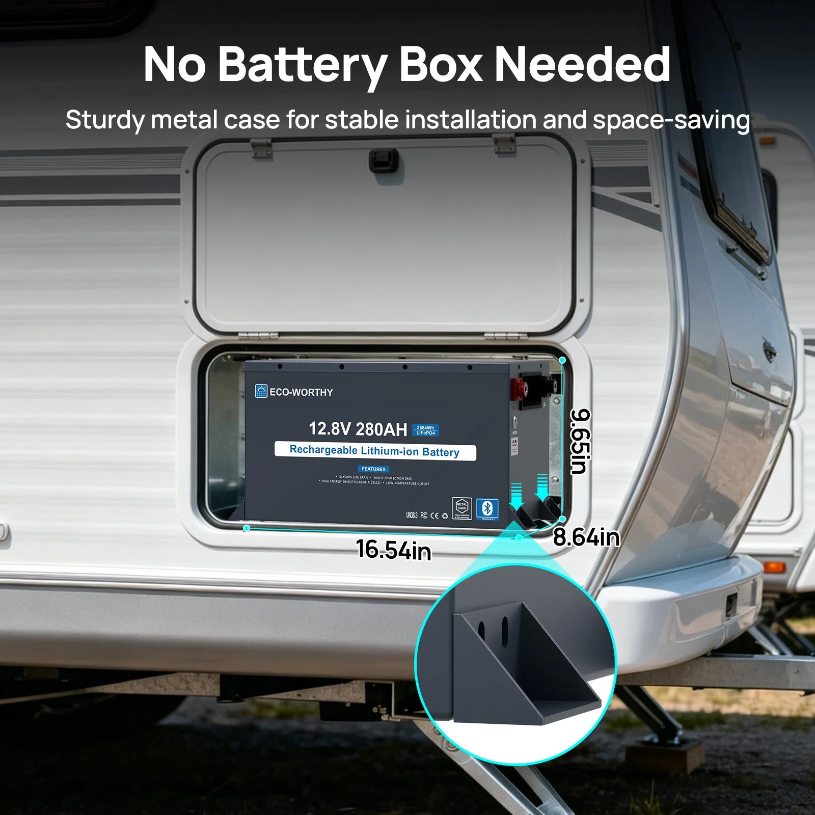 Eco-Worthy 12V 280Ah Metal Case LiFePO4 Lithium Battery With Bluetooth and low-temp protection - Image 3