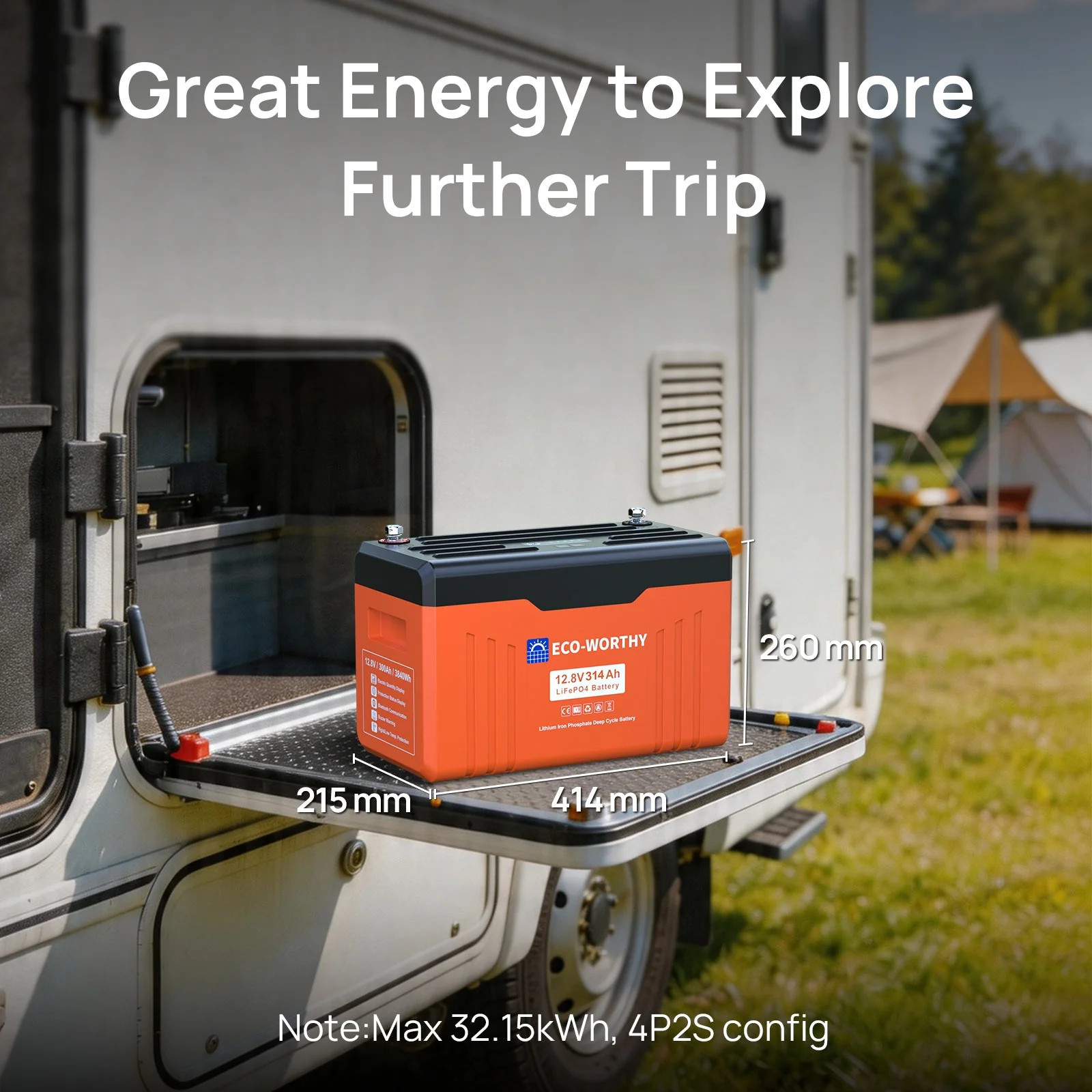 Eco-Worthy EnergyTrek 12V 314Ah LiFePO4 Lithium Battery with SOC LEDs and Low-temp Protection - Image 9