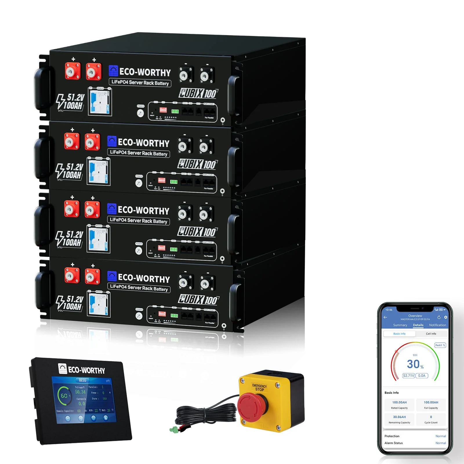 Eco-Worthy Cubix100 48V 100Ah Server Rack Battery | Bluetooth & WiFi | 10 Years Warranty | UL9540 | UL1973 | UL9540A | CEC Listed - Image 14