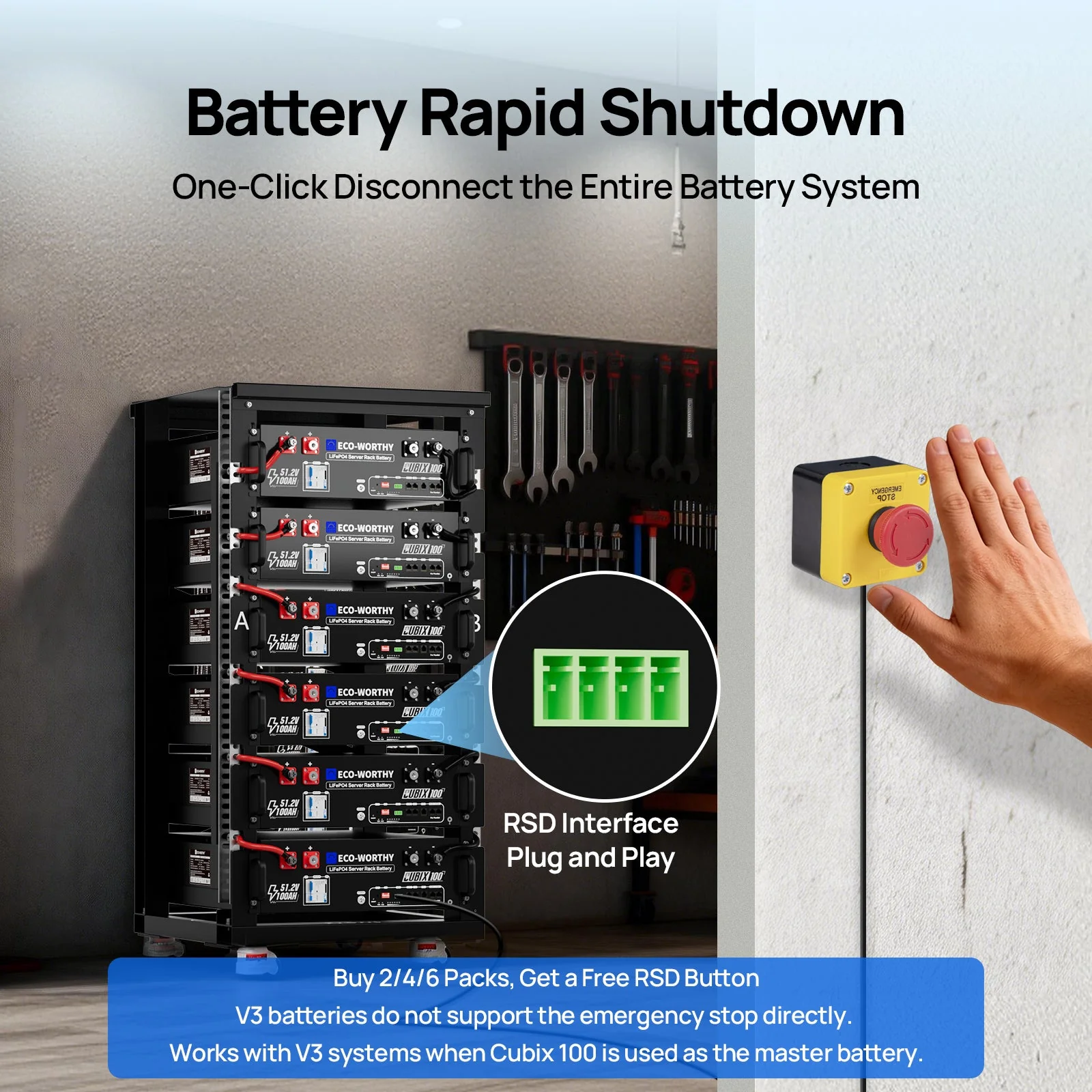 Eco-Worthy Cubix100 48V 100Ah Server Rack Battery | Bluetooth & WiFi | 10 Years Warranty | UL9540 | UL1973 | UL9540A | CEC Listed - Image 5
