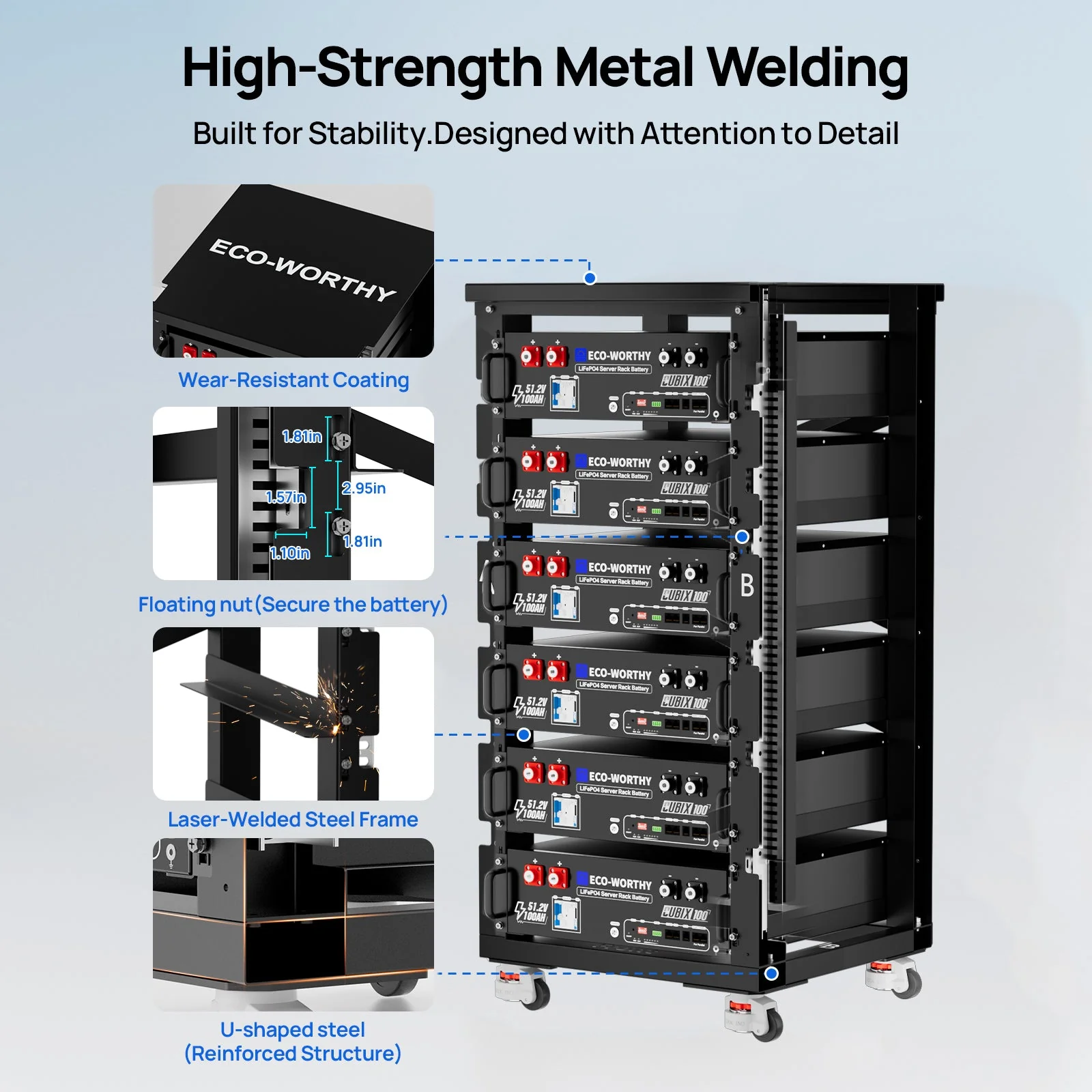ECO-WORTHY RACK6 V2.1 I 6-Layer Rack With 600A Busbar| For Server Rack Battery All Versions - Image 7
