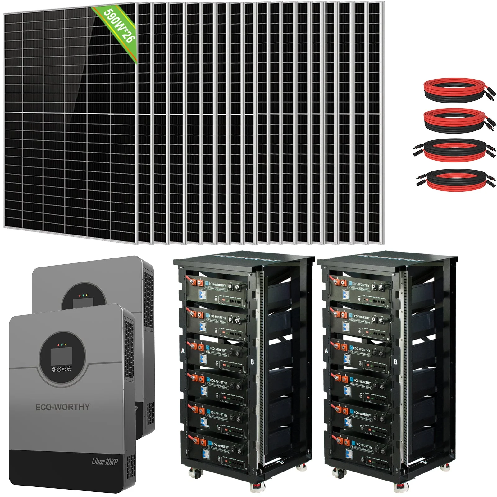 Eco-Worthy Complete Off-Grid Solar Power System |20.48kWh/61.44kWh Battery | 10000W 120/240V | 5310W/15340W PV - Image 12