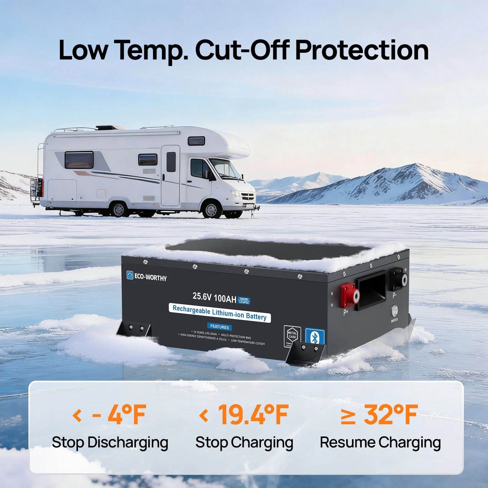 ECO-WORTHY 24V 100Ah Metal Case LiFePO4 Lithium Battery Bluetooth Low-Temp Protection - Image 7